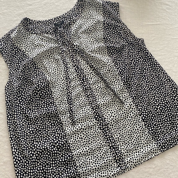 Talbots | women’s 2x | black and white tie neck polka blouse - Picture 1 of 2
